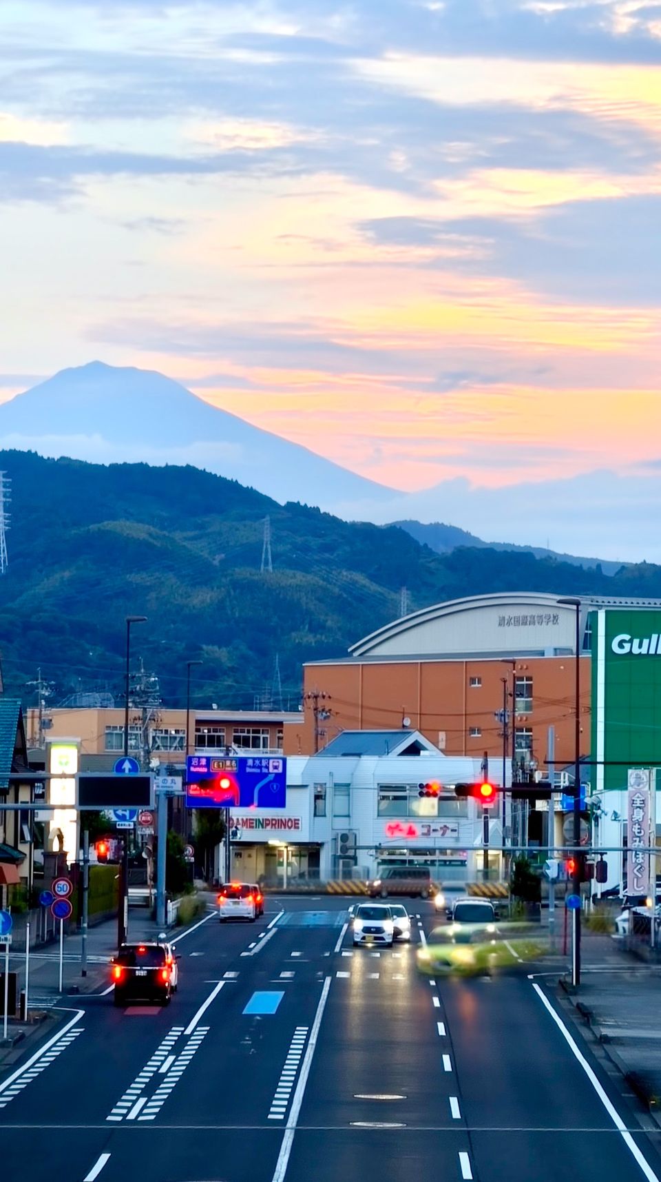 夕暮れの富士山